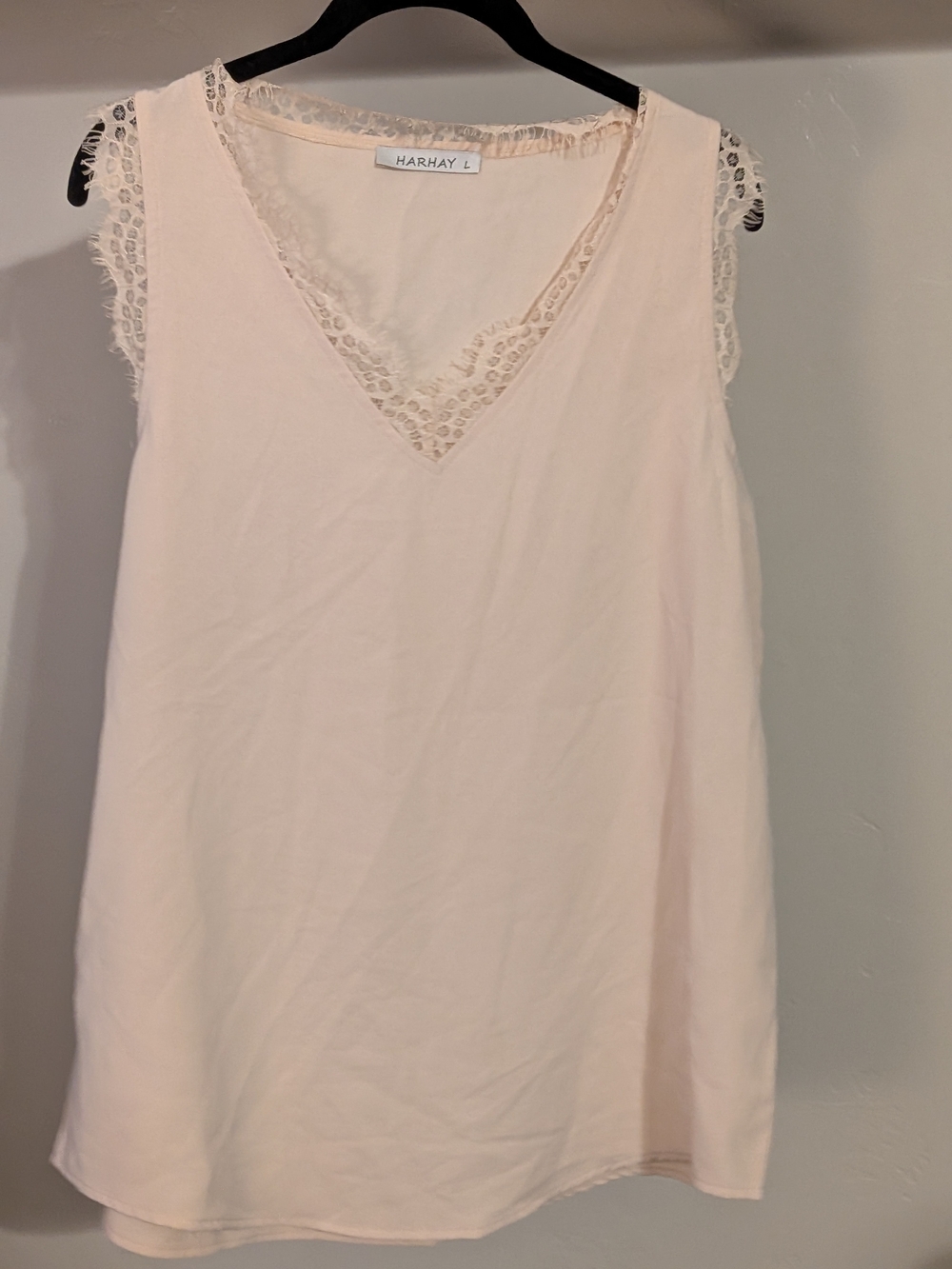 Women's Lace-Trim V-Neck Sleep Tank — Light Pink
